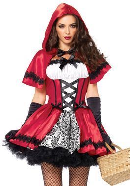 Эротический костюм Красной шапочки Leg Avenue Gothic Red Riding Hood S, платье, накидка, L