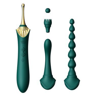Мультифункціональний вібратор Zalo &mdash; Bess 2 Turquoise Green, 4 насадки, підігрів