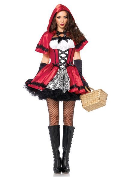Эротический костюм Красной шапочки Leg Avenue Gothic Red Riding Hood S, платье, накидка, L