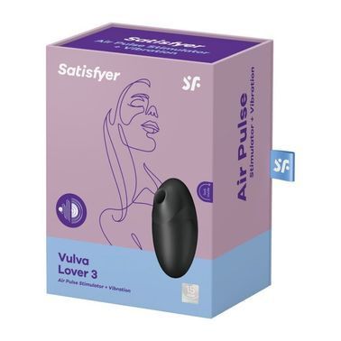Вакуумный стимулятор с вибрацией Satisfyer Vulva Lover 3 Black, Чорний