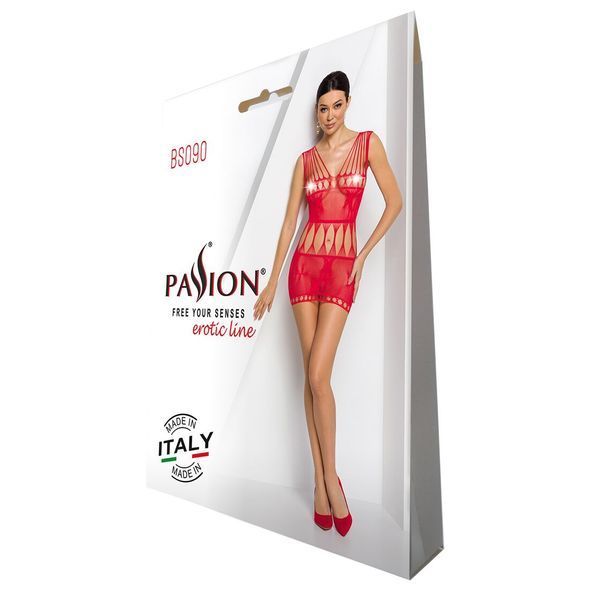 Бодистокинг &mdash; мини-платье с бабочками Passion BS090 red