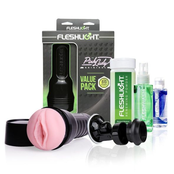 Мастурбатор Fleshlight Pink Lady Original Value Pack: присоска, змазка, чищення і відновлення