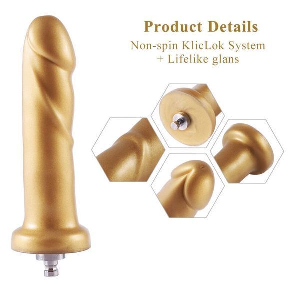 Золотой фаллоимитатор Hismith 6.8&Prime; Golden Silicone Dildo, система KlicLok