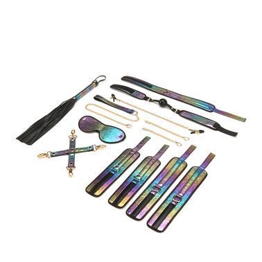 БДСМ-набір Liebe Seele Vivid Rainbow 8 Pieces Set, 8 аксесуарів, екошкіра на оксамитовій основі, Фіолетовий, Фіолетовий