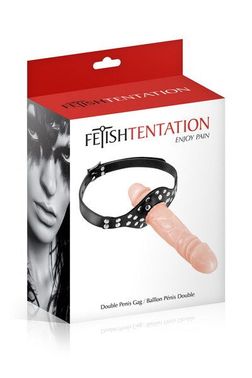 Кляп с двойным фаллоимитатором Fetish Tentation Double Penis Gag Flesh