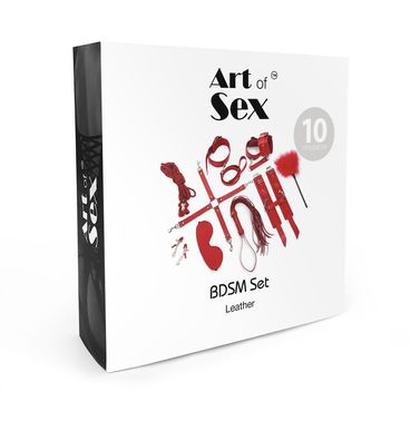 Набір Art of Sex - BDSM Set Leather, 10 предметів, натуральна шкіра, Чорний