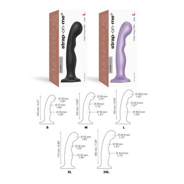 Насадка для страпона Strap-On-Me Dildo Plug P&G Lilas Metallic XXL, Чорний, S, Чорний