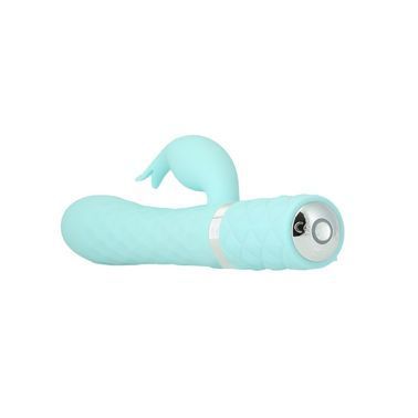 Розкішний кролик з ротацією та вібрацією Pillow Talk Lively Teal, кристал Сваровскі, потрійний відро, Бирюзовый, Бірюзовий