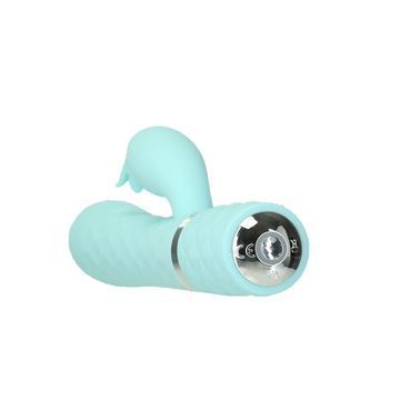 Розкішний кролик з ротацією та вібрацією Pillow Talk Lively Teal, кристал Сваровскі, потрійний відро, Бирюзовый, Бірюзовий