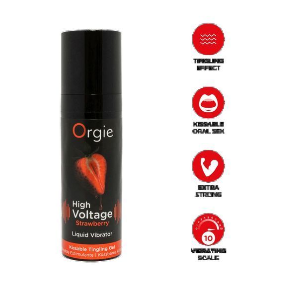 Рідкий вібратор Orgie High Voltage &ndash; Strawberry, 15 мл, ефект мурашок, дуже потужний, смак полуниці