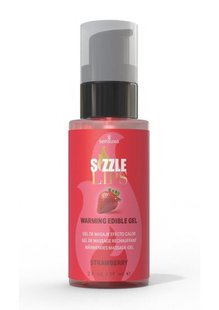 Зігрівальний масажний гель Sensuva Sizzle Lips Strawberry (59 мл), без цукру, їстівний, полуниця