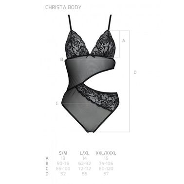 Боді з ажурним ліфом Christa Body black S/M — Passion