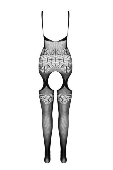 Бодистокинг Passion ECO BS005 black, плотный, открытый доступ, имитация подвязок
