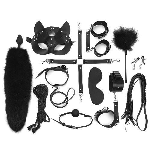 Набір Art of Sex - Maxi BDSM Set Leather, 13 предметів, натуральна шкіра, Чорний