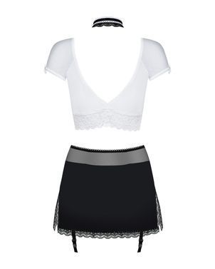 Эротический костюм секретарши Obsessive Secretary suit 5pcs black S/M, черно-белый, топ, юбка, стрин