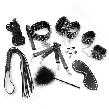 Набор Art of Sex - Spikes BDSM Set Leather, 10 предметов, натуральная кожа, Черный