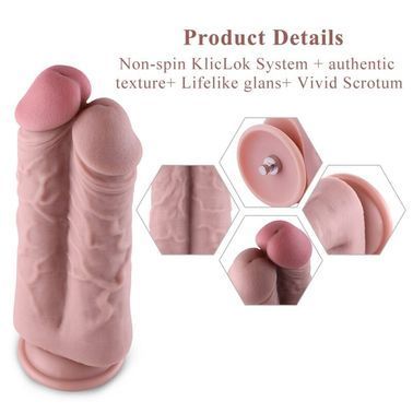 Подвійний дилдо для секс-машин Hismith 8.5&Prime; Two Cocks One Hole Silicone Dildo