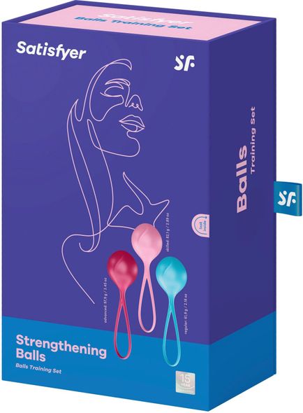 Вагинальные шарики Satisfyer Strengthening Balls (3шт), диаметр 3,8см, масса 62-82-98г, монолитные