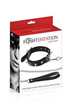 Ошейник с шипами и с поводком Fetish Tentation Spikes and Leash