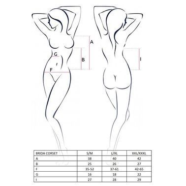 Розпродаж!!! Корсет з пажами BRIDA CORSET black L/XL - Passion Exclusive, трусики, шнурівка