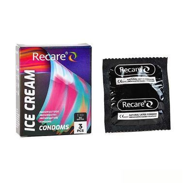 Презервативи Holographic Recare Ice Cream Big Dotted Condoms 3 шт, з пухирцями, аромат: морозиво