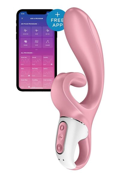 Смарт вибратор кролик Satisfyer Hug Me Pink, 2 мотора, диаметр 4,2см, широкая клиторальная часть