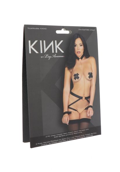 Комплект ремней для бондажа Leg Avenue Harness & wrist restraints One size Black, чокер