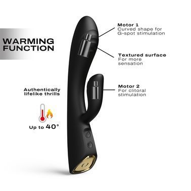 Вибратор-кролик с подогревом Dorcel FLEXI RABBIT BLACK, гибкий ствол