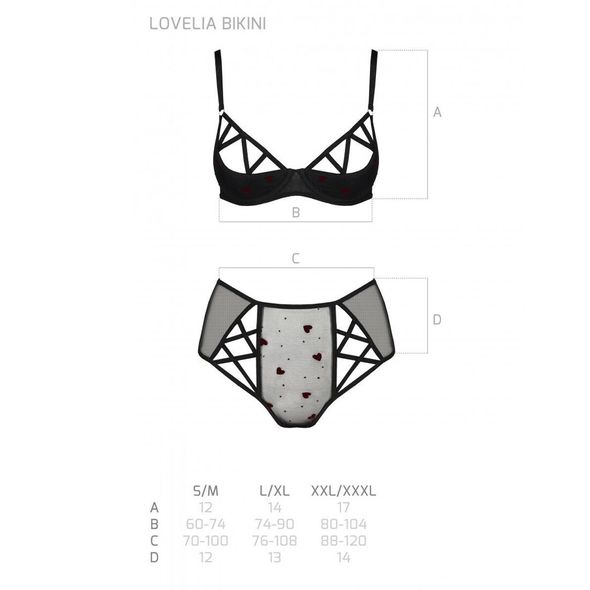 Еротичний комплект з малюнком LOVELIA BIKINI black S/M - Passion