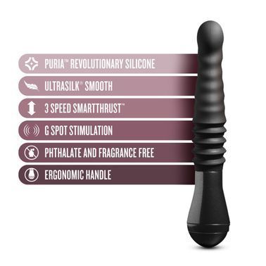 Пульсатор Blush Temptasia &ndash; Lazarus Thrusting Dildo &ndash; Black, ребристий стовбур, 3 швидкості