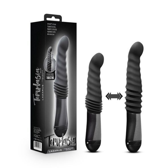 Пульсатор Blush Temptasia &ndash; Lazarus Thrusting Dildo &ndash; Black, ребристий стовбур, 3 швидкості