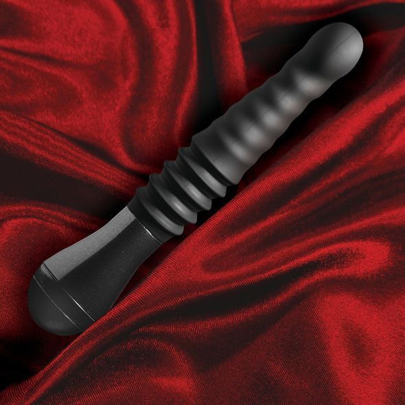 Пульсатор Blush Temptasia &ndash; Lazarus Thrusting Dildo &ndash; Black, ребристий стовбур, 3 швидкості
