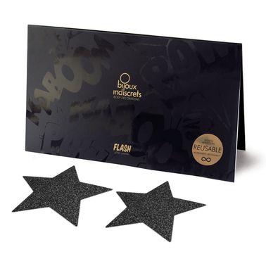 Пэстис - стикини Bijoux Indiscrets - Flash Star Black, наклейки на соски