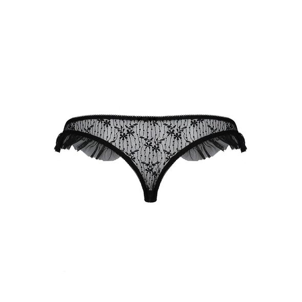 Трусики з оборками DONIA THONG black L/XL - Passion Exclusive