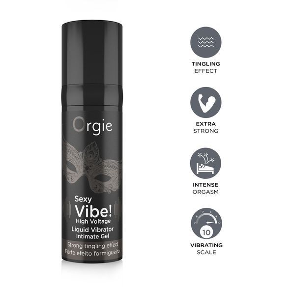 Рідкий вібратор Orgie Sexy Vibe! High Voltage, 15 мл, ефект мурашок + дуже потужна вібрація