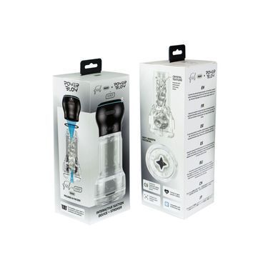 Мастурбатор Kiiroo Feel Pocket Crystal зі всмоктувальною інтерактивною насадкою PowerBlow Combo Set