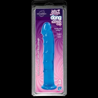 Фалоімітатор Doc Johnson Jelly Jewels Dong & Suction Cup Blue, діаметр 3,6 см, антибактеріальний ПВХ, Синий, Синій
