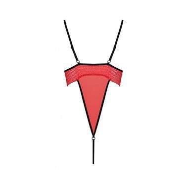 Боди с высоким вырезом бедра AKITA BODY red S/M - Passion Exclusive