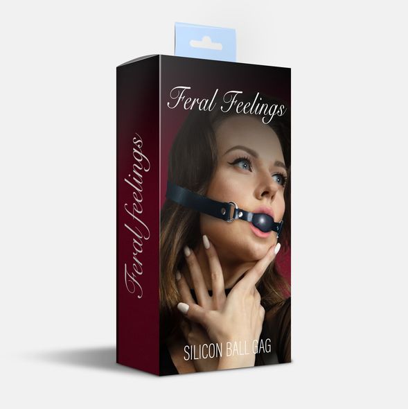 Кляп силіконовий Feral Feelings Silicon Ball Gag Black/Black, чорний ремінець, чорна кулька