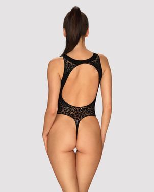 Ажурний бодістокінг із ефектом шнурівки Obsessive B129 teddy black S/M/L, чорний, з доступом