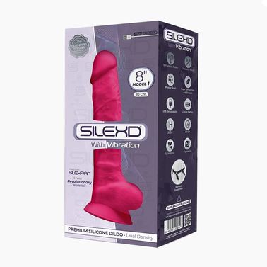 Фаллоимитатор с вибрацией SilexD Vetus Vibro Pink (MODEL 1 size 8in), двухслойный, диаметр 4,2см