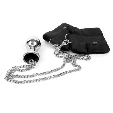 Наручники з металевою анальною пробкою Art of Sex Handcuffs with Metal Anal Plug size M Black