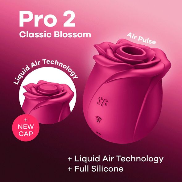 Вакуумный клиторальный стимулятор Satisfyer Pro 2 Classic Blossom, технология Liquid Air, Красный, Червоний