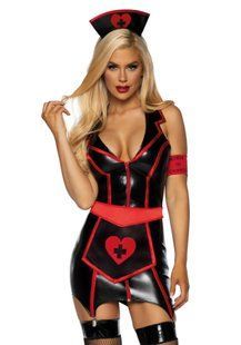 Виниловый костюм медсестры Leg Avenue Vinyl Naughty Nurse