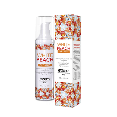 Масажна олія EXSENS Organic White Peach 50мл розігрівальна, без цукру, без парабенів, їстівна