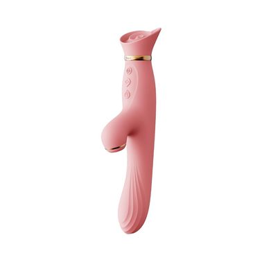 Вібратор з підігрівом та вакуумною стимуляцією клітора Zalo - ROSE Vibrator Strawberry Pink