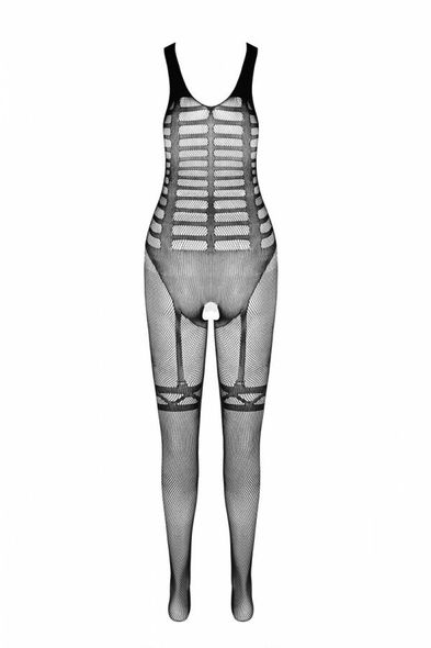 Сітчастий чорний бодістокінг-боді з симетричним малюнком Casmir CA005