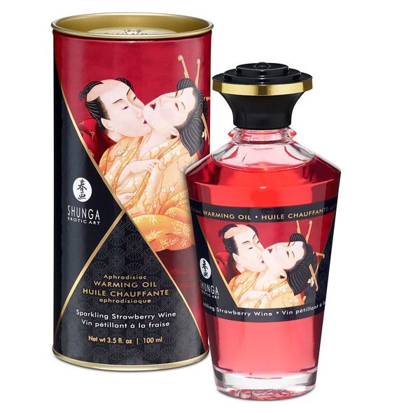 Разогревающее масло Shunga Aphrodisiac Warming Oil - Sparkling Strawberry Wine (100 мл) без сахара