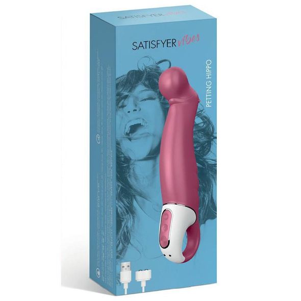 Мощный вибратор Satisfyer Vibes Petting Hippo с гибким стволом, литой силикон, 12 режимов работы