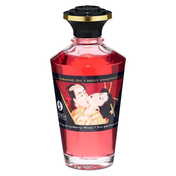 Разогревающее масло Shunga Aphrodisiac Warming Oil - Sparkling Strawberry Wine (100 мл) без сахара